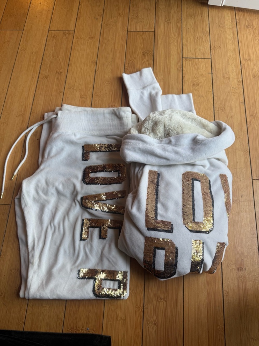 VS PINK Velour SET RARE BLING Hoodie & Sweatpants